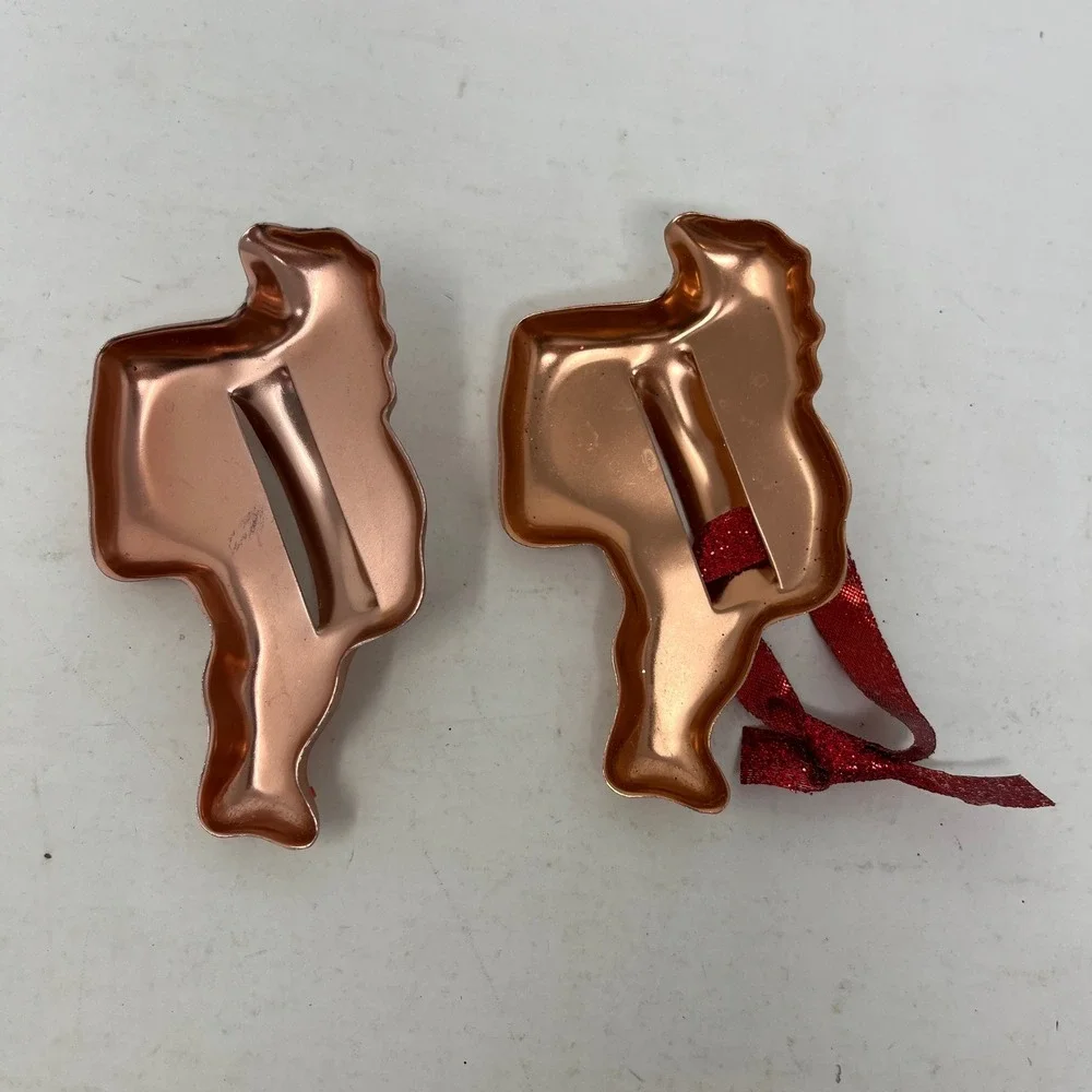 Vintage Copper Cookie Cutter Set Holiday Christmas Shapes 10pc Tree Star